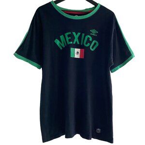 UMBRO Soccer Futbol Mexico Graphic Print Black Green Short Sleeves Shirt Size XL